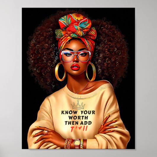 Afro Queen Black Woman African Melanin Black Histo Poster (Voorkant)