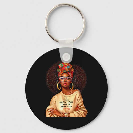 Afro Queen Black Woman African Melanin Black Histo Sleutelhanger (Voorkant)