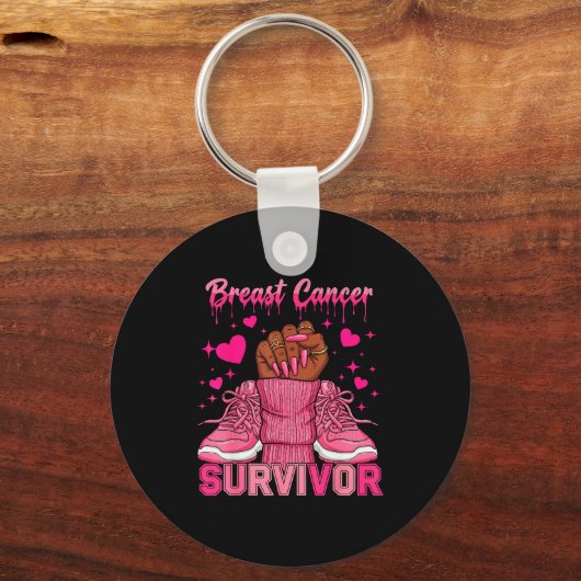Afro Queen Black Women Breast Cancer Survivor Nk R Sleutelhanger (Voorkant)