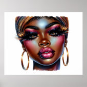 Afro Queen Mode Art Melanin Chic Poster (Voorkant)