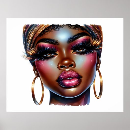 Afro Queen Mode Art Melanin Chic Poster (Voorkant)