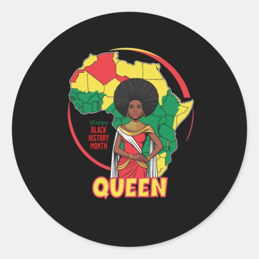 Afro Queen Ronde Sticker (Voorkant)