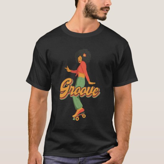 Afro  rolschaatser voor 70-jarige broodrooster t-shirt (Voorkant)