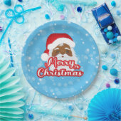 Afro Santa Claus Merry-Bord voor kerstpapier Papieren Bordje (Feest)