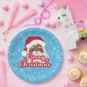 Afro Santa Claus Merry-Bord voor kerstpapier Papieren Bordje (Feest)