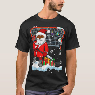 Afro Santa die Hockey Xmas toont Black Afro Hockey T-shirt