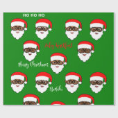 Afro Santa Kerstzwarte Santa Melanin Cadeaupapier (Vlak)