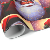 Afro Santa, Zwarte Kerstman, Kerstmis, Afrikaanse  Cadeaupapier (Rol Hoek)