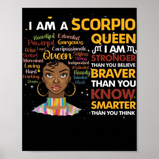 Afro Scorpio koningin September Virgo Zodiac Poster (Voorkant)