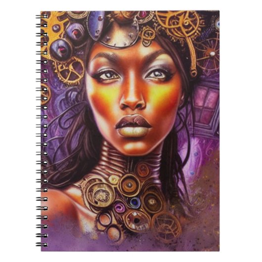 Afro Steampunk Geïnspireerde kunst Notitieboek (Voorkant)