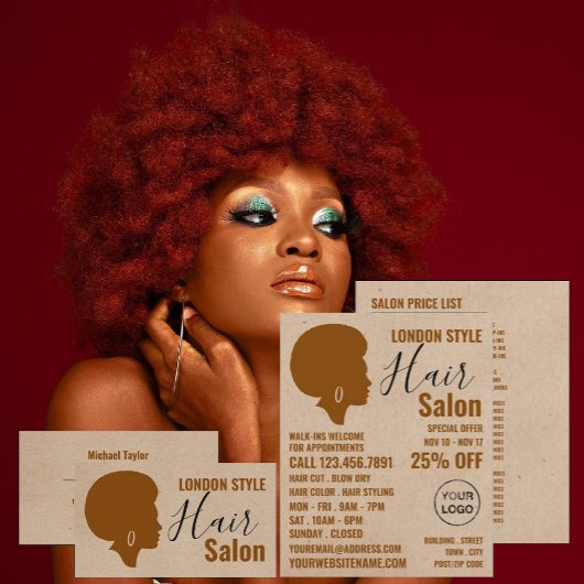 Afro stijl, kapper, kapsalon reclame flyer