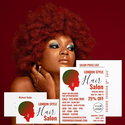 Afro stijl, kapper, kapsalon reclame flyer
