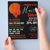 Afro stijl, kapper, kapsalon reclame flyer (Hand)