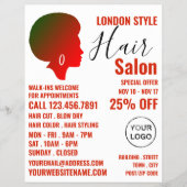 Afro-stijl, kapper, reclame voor kapsalon flyer (Voorkant)