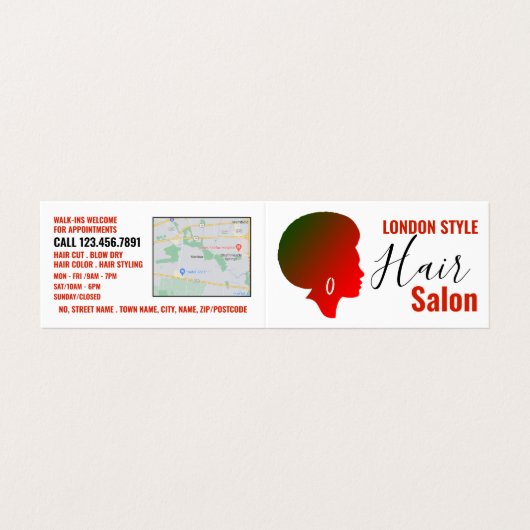 Afro Style, Hair Stylist, Hair Salon Loyalty Card Visitekaartje (Buitenkant ongevouwen)