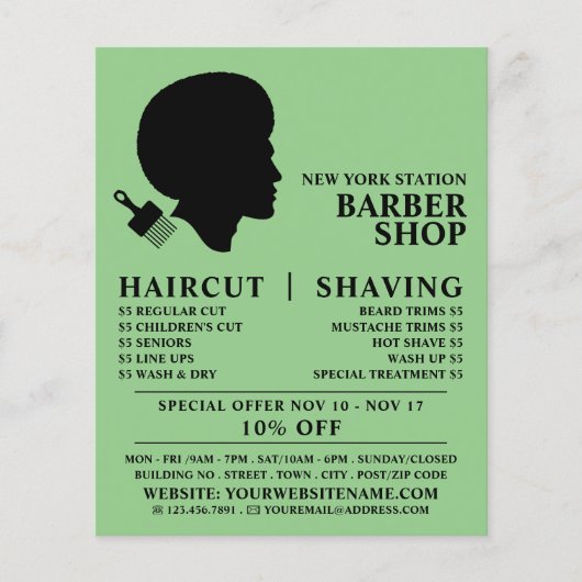 Afro Style, Mannen Barbers Adverteren Flyer (Voorkant)