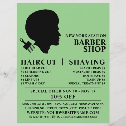 Afro Style, Mannen Barbers Adverteren Flyer (Voorkant)