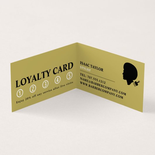 Afro Style, Mannen Barbers Gedetailleerde Loyalty Visitekaartje (Binnen)