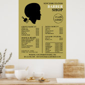 Afro Style, Mannen Barbers Price List Poster (Keuken)