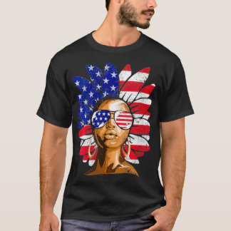 Afro Sunflower African American 4 juli T-shirt
