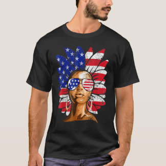 Afro Sunflower African American 4th Of July Melani T-shirt