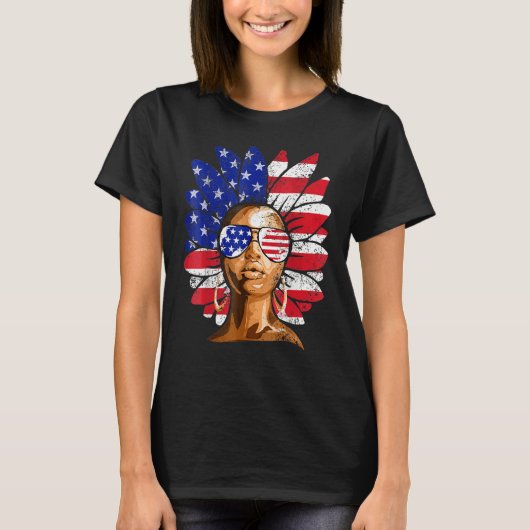 Afro Sunflower African American 4th Of July Melani T-shirt (Voorkant)