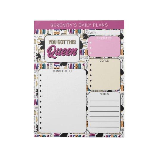 Afro Unicorn Bold Pattern Notitieblok (Linkerzijde)