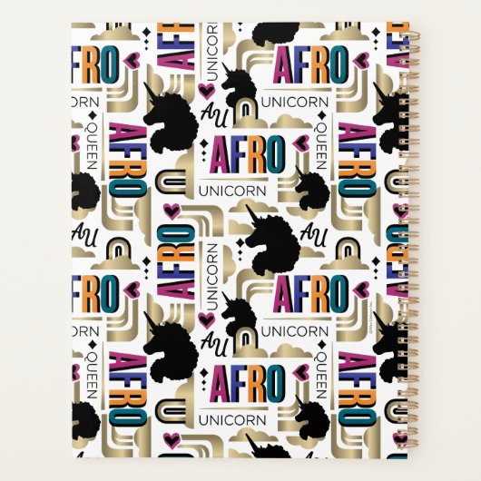 Afro Unicorn Bold Pattern Planner (Achterkant)