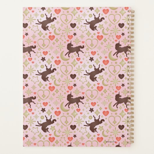 Afro Unicorn Heart & Star Pink Pattern Planner (Achterkant)