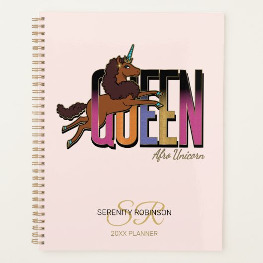 Afro Unicorn Queen Design Planner (Voorkant)