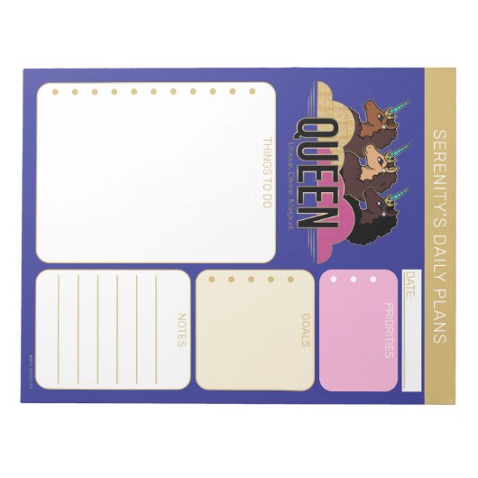 Afro Unicorn Queen Trio Design Notitieblok (Voorkant)