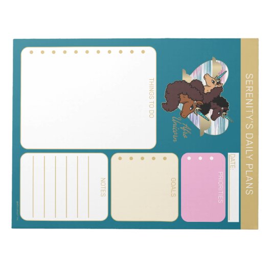 Afro Unicorn Trio Heart Design Notitieblok (Voorkant)