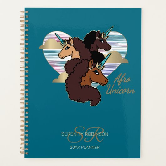Afro Unicorn Trio Heart Design Planner (Voorkant)