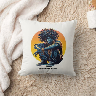 Afro Urban Cool – Bold Street Style Art Illustrati Kussen