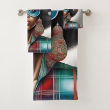 Afro vrouw elegante en bizarre vakantie stemming