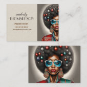 Afro vrouw elegante en bizarre vakantie stemming visitekaartje (Voorkant / Achterkant)