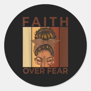 Afro-vrouw God zegt dat ik uniek ben Zwarte Geschi Ronde Sticker