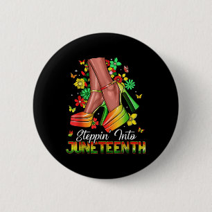 Afro Vrouw Hoge Hakken Zwart Meisje Stepping In Ju Ronde Button 5,7 Cm