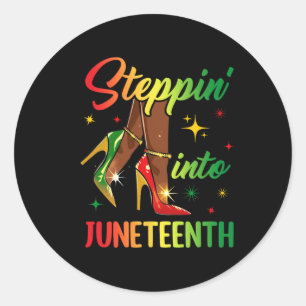 Afro Vrouw Hoge Hakken Zwart Meisje Stepping In Ju Ronde Sticker