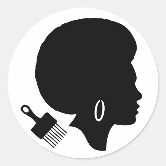 AFRO VROUW IN ZWART-WIT RONDE STICKER (Voorkant)
