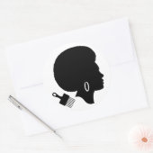 AFRO VROUW IN ZWART-WIT RONDE STICKER (Envelop)
