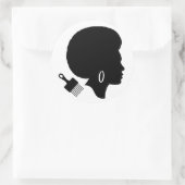 AFRO VROUW IN ZWART-WIT RONDE STICKER (Tas)