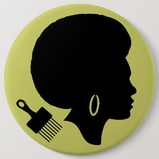 AFRO VROUW MET AFRO PICK RONDE BUTTON 6,0 CM