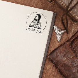 Afro Vrouw met Bloemen, Boek uit de bibliotheek va Rubberstempel