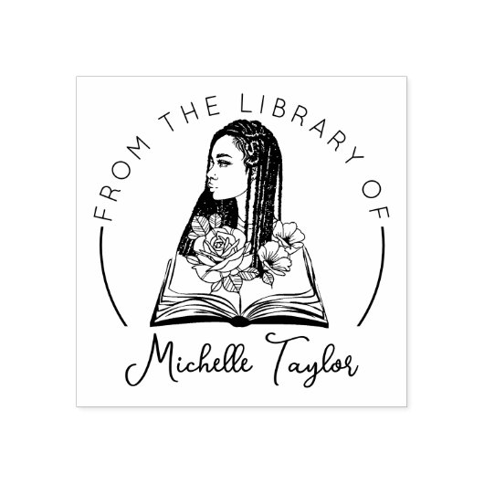 Afro Vrouw met Bloemen, Boek uit de bibliotheek va Rubberstempel (Afrduk)