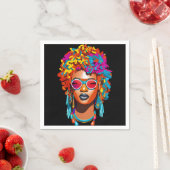 Afro vrouw met zonnebril, kleurrijke pop art 67 servet (Insitu)