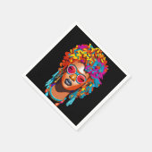 Afro vrouw met zonnebril, kleurrijke pop art 67 servet (Hoek)