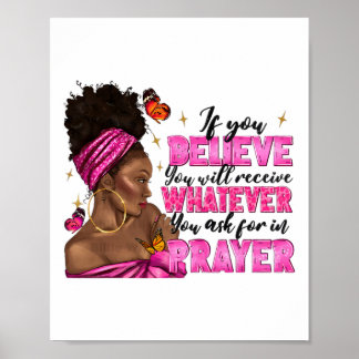 Afro-vrouw Puff Bun en religie Geloof Gebed Juni Poster