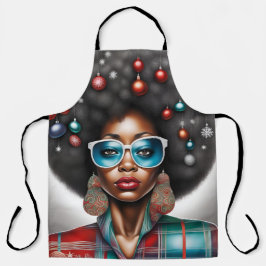 Afro vrouw vakantie stemming schort