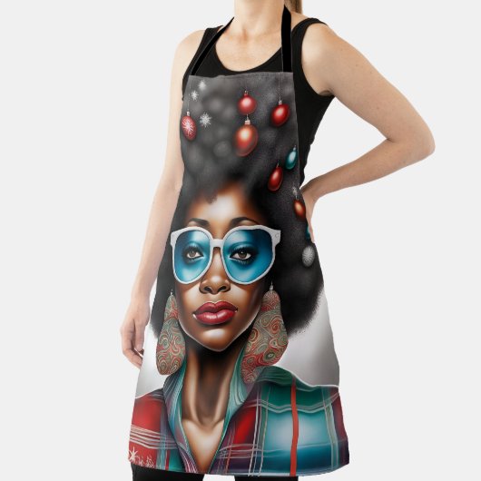 Afro vrouw vakantie stemming schort (Insitu)